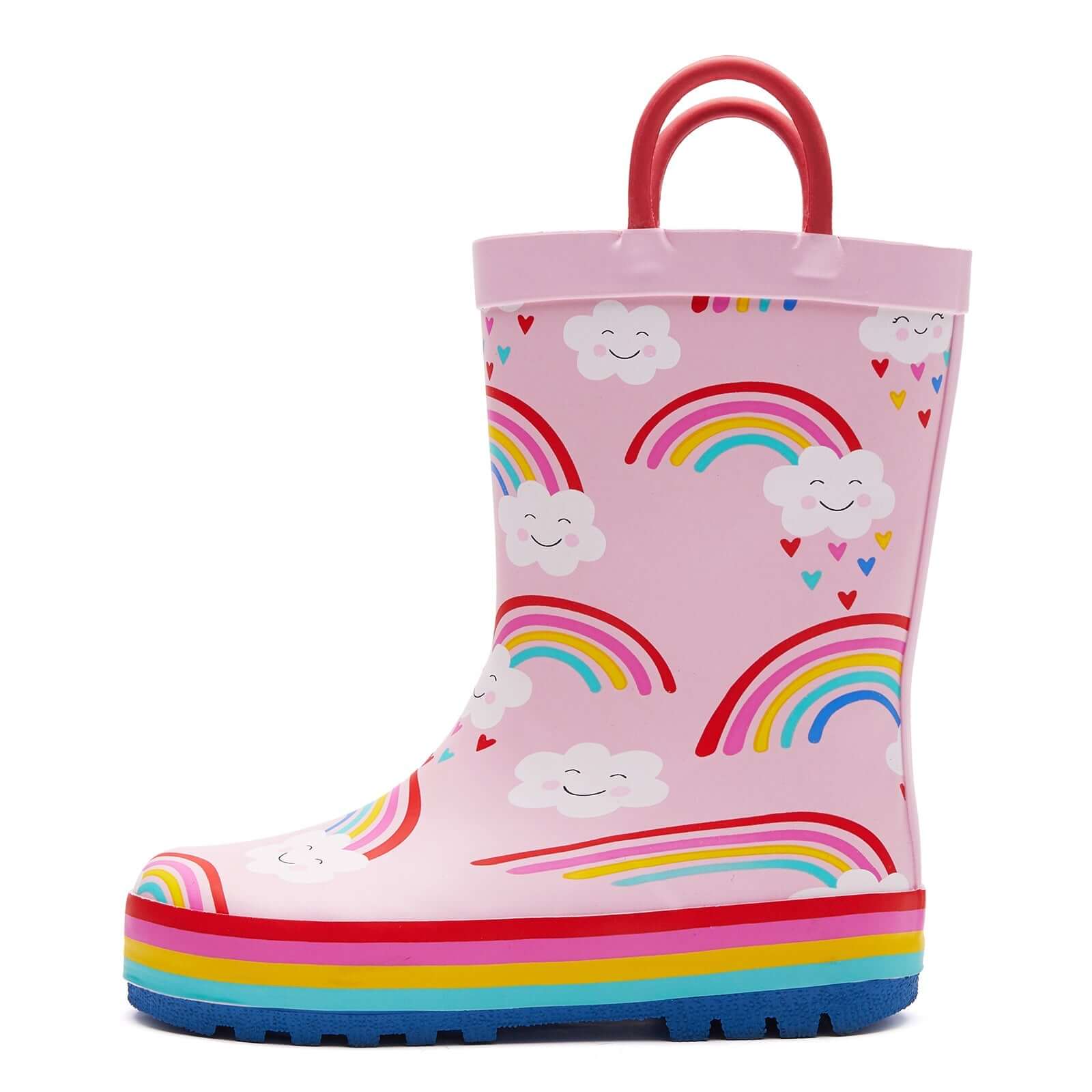 Rainbow Cloud Waterproof Pink Rubber Rain Boots - MYSOFT