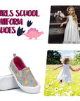 Girls Boys Slip On Lazy Toddler Canvas Sneakers Gray Dinosaur-- K KomForme