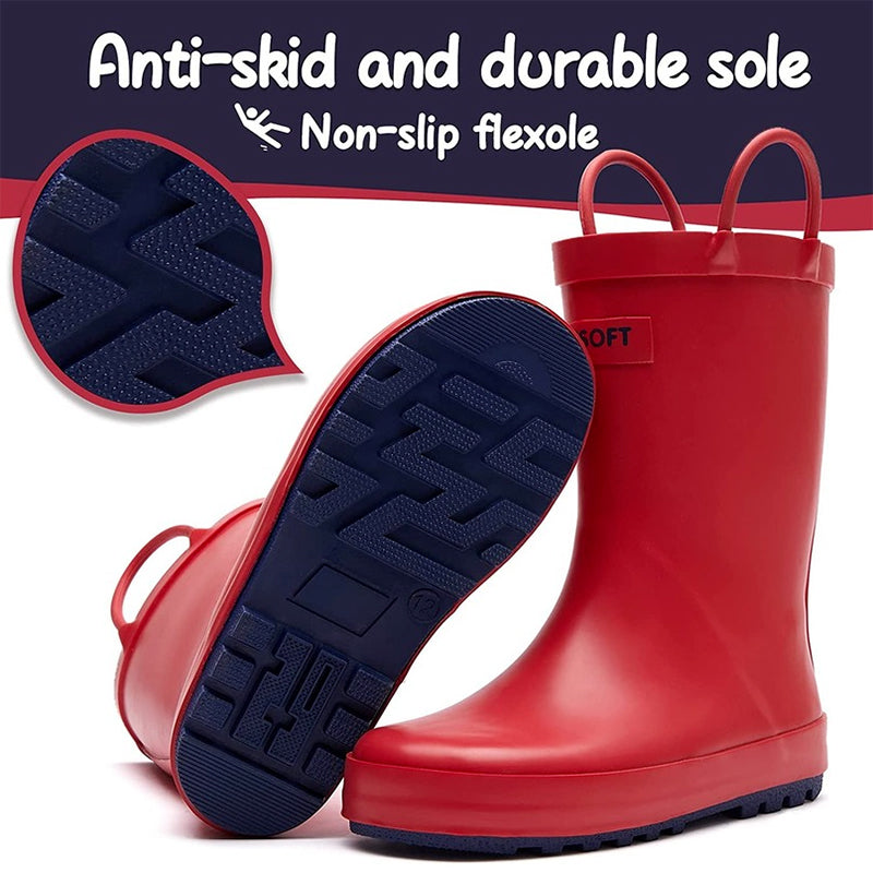 Boy&amp;Girl Rain Boots Waterproof Pure Red - KomForme