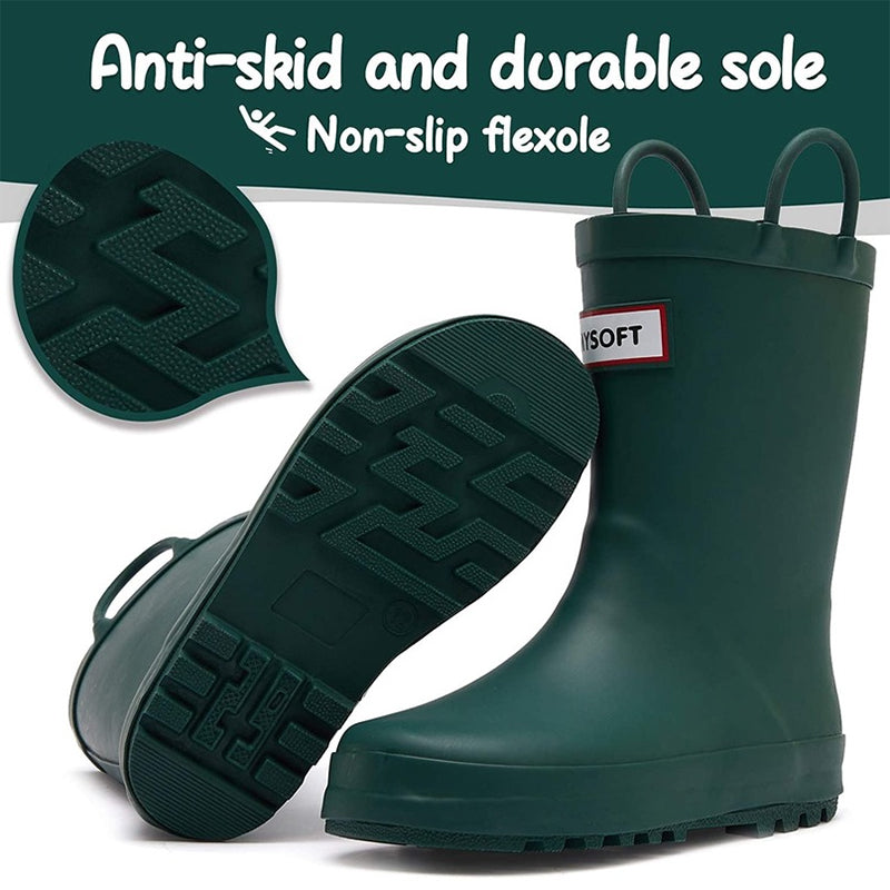 Boy&amp;Girl Rain Boots Waterproof Pure Green - KomForme
