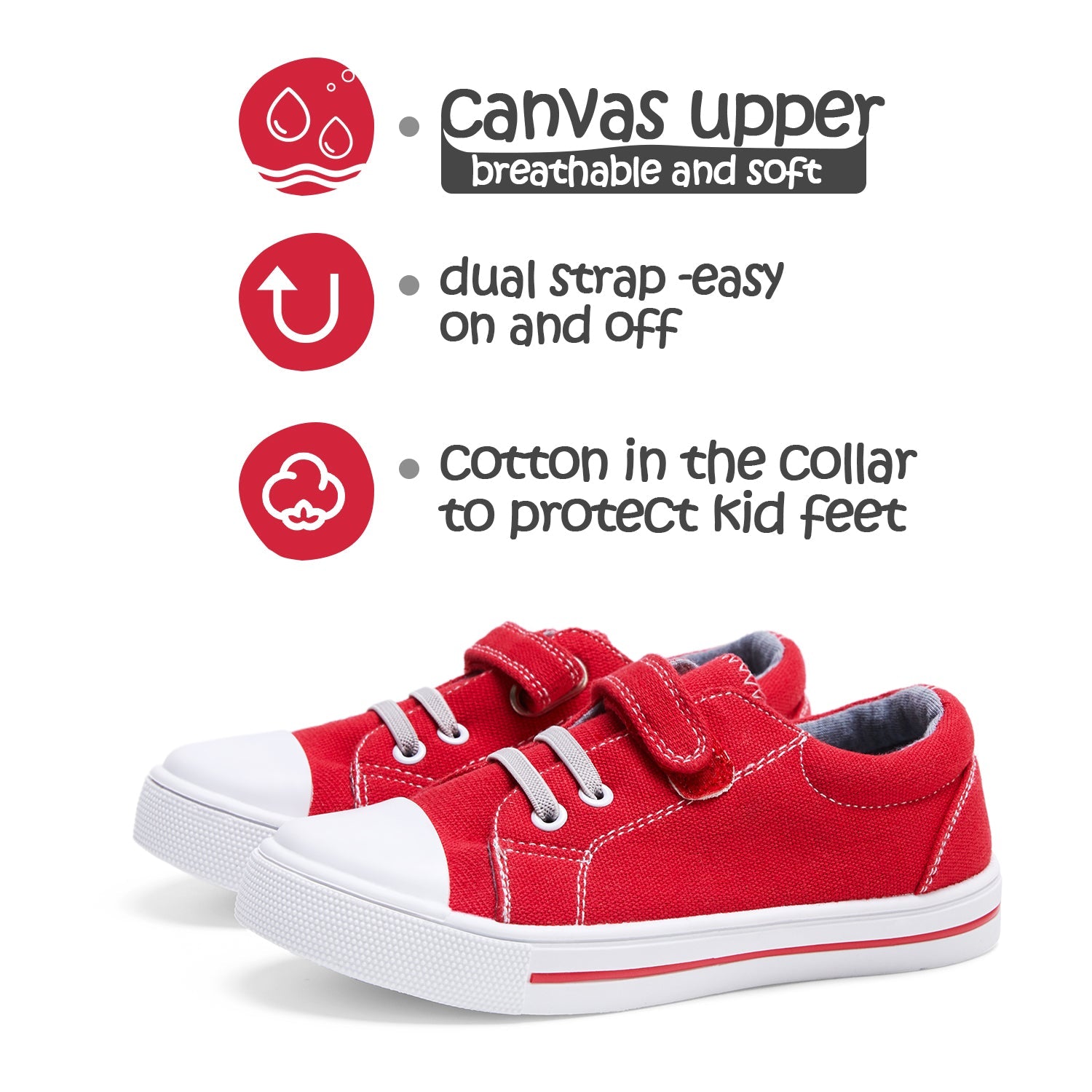 Red/Pink Single Hook and Loop Canvas Sneakers - MYSOFT