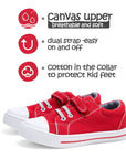 Red/Pink Single Hook and Loop Canvas Sneakers - MYSOFT