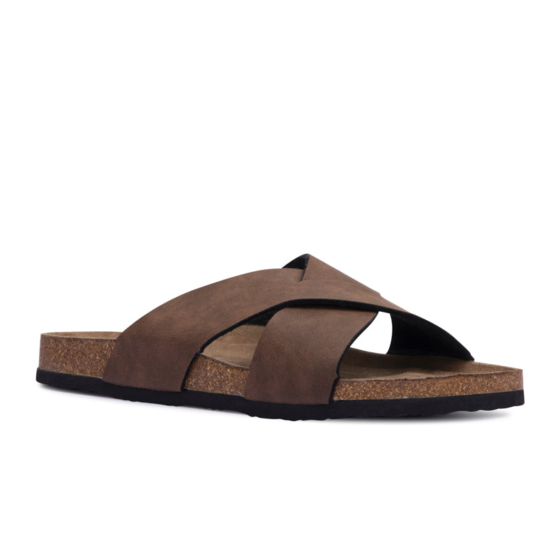 Criss-cross Leather Slippers Mysoft