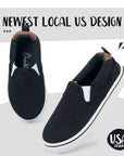 Plain Black Non-Slip Canvas Walking Shoes - MYSOFT