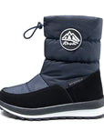 Black/Blue Winter Outdoor Waterproof Snow Boots - MYSOFT
