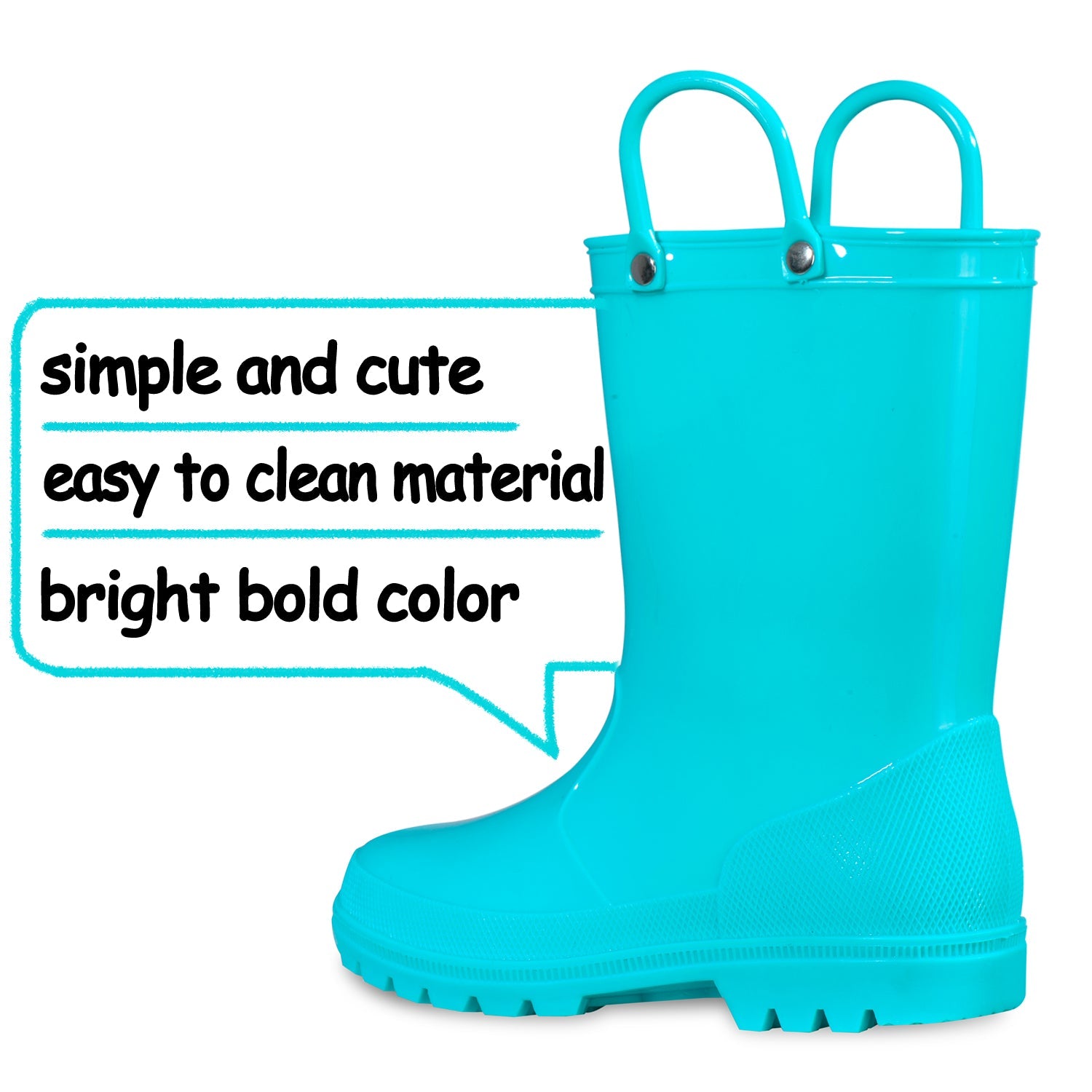 PVC Turquoise Waterproof Rubber Rain Boots - MYSOFT