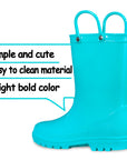 PVC Turquoise Waterproof Rubber Rain Boots - MYSOFT