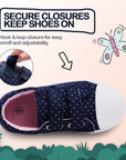 Dark Blue Sneakers with Purple Polka Dot Velcro - MYSOFT