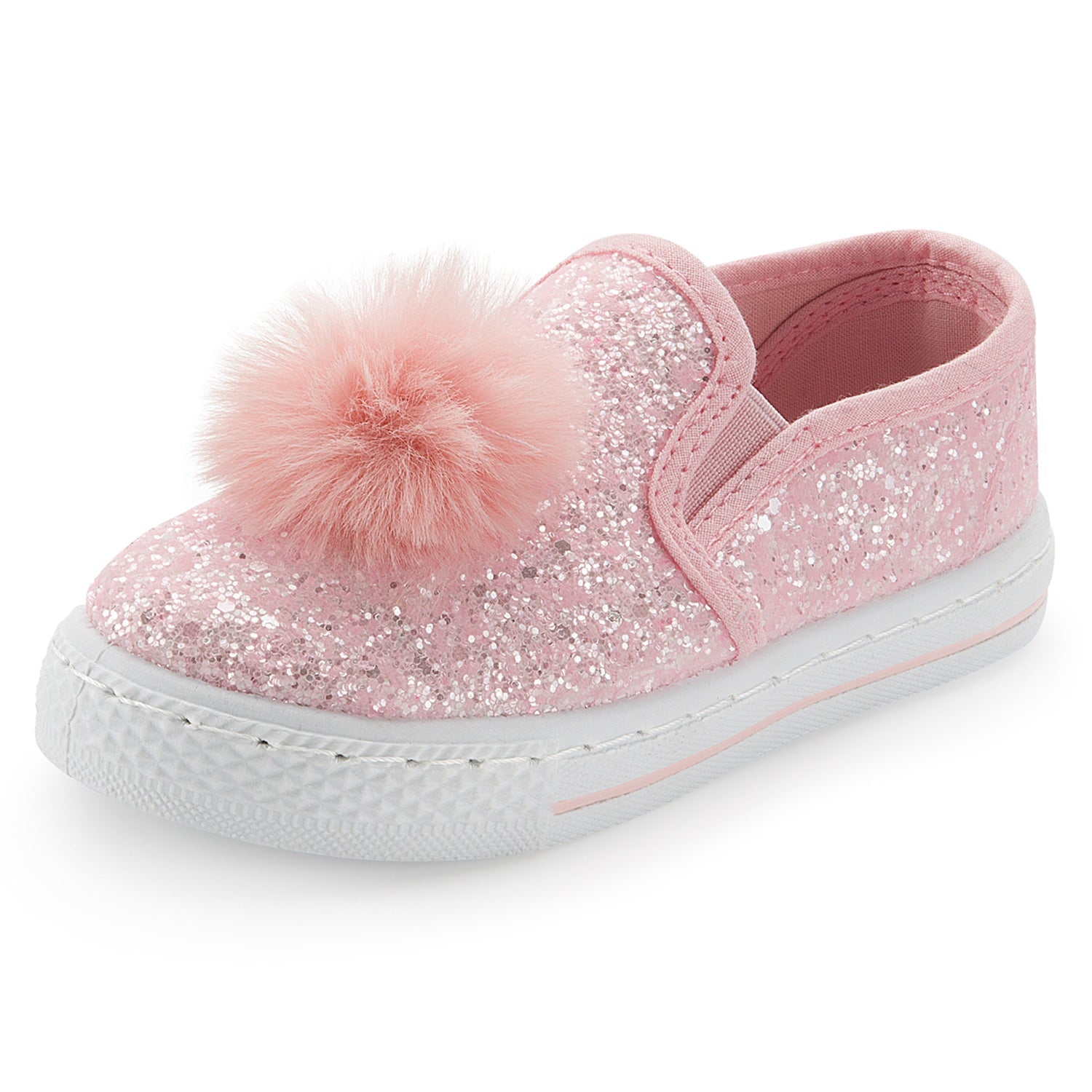 Pink Shiny Pom Pom Slip On Espadrilles - MYSOFT