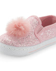 Pink Shiny Pom Pom Slip On Espadrilles - MYSOFT