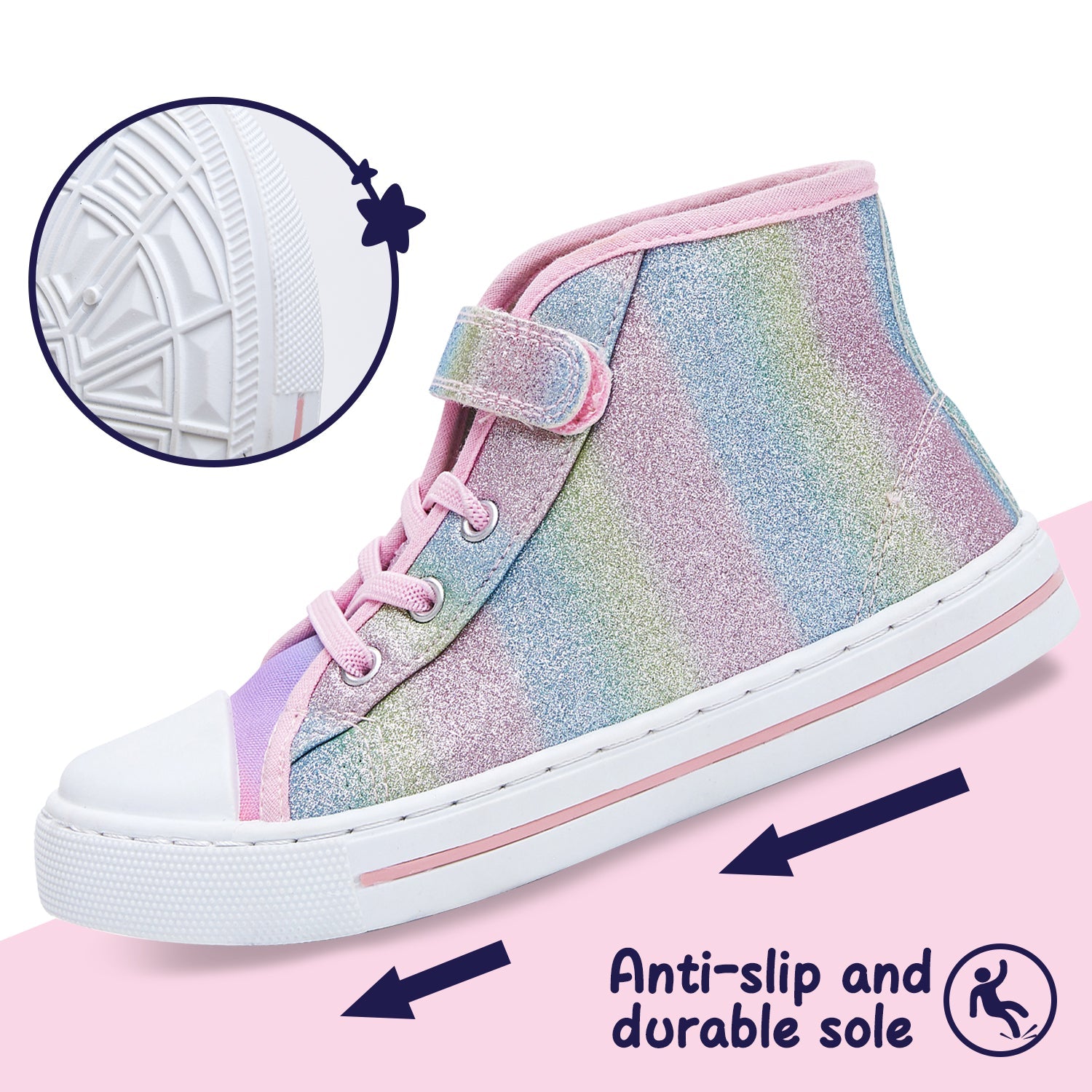 Rainbow Ombre Sequin High Top Canvas Sneakers - MYSOFT