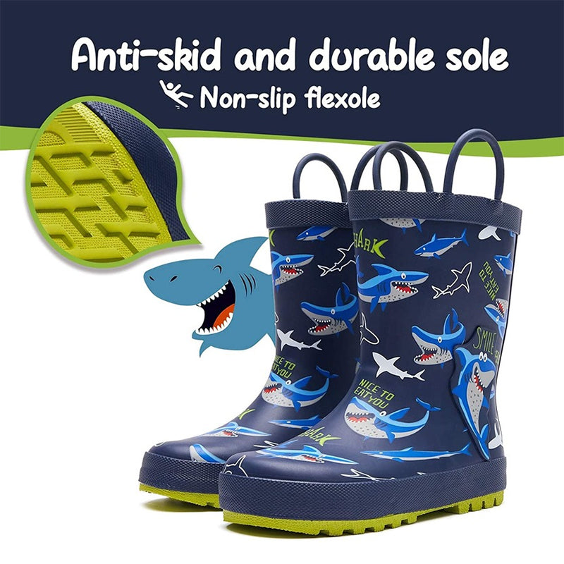 Boy&amp;Girl Rain Boots Waterproof Blue Shark - KomForme