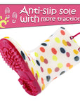 Colorful Round Print White Rubber Rain Boots - MYSOFT