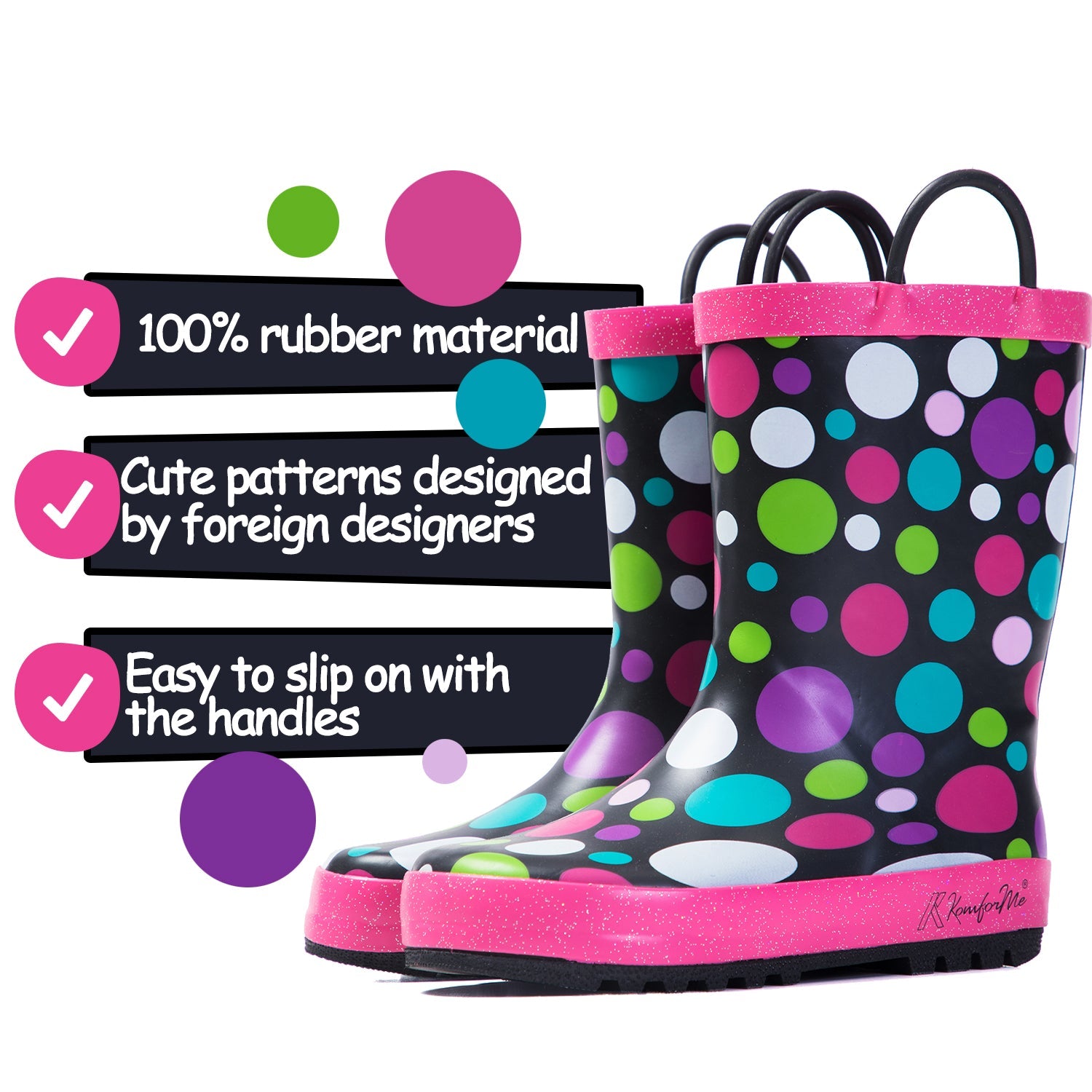 Colorful Circle Waterproof Non-Slip Rain Boots - MYSOFT