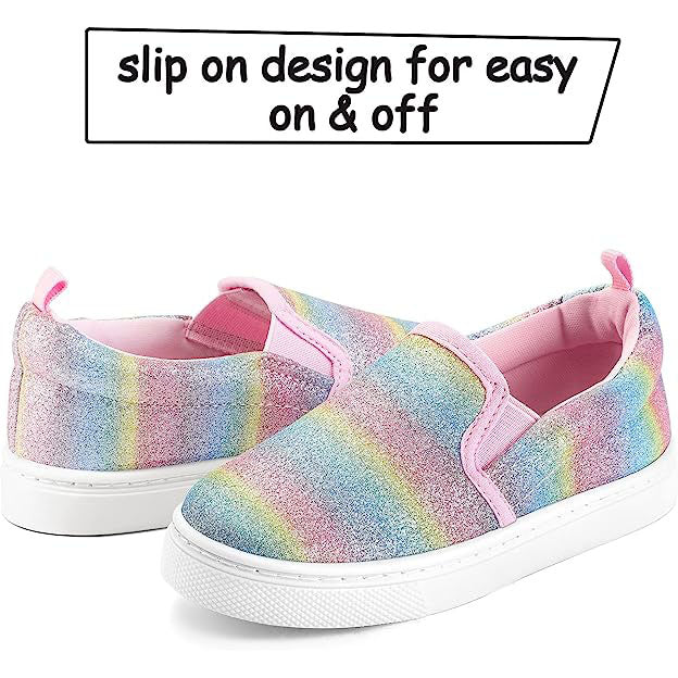 Rainbow Stripe Glitter Slip-On Espadrilles - MYSOFT