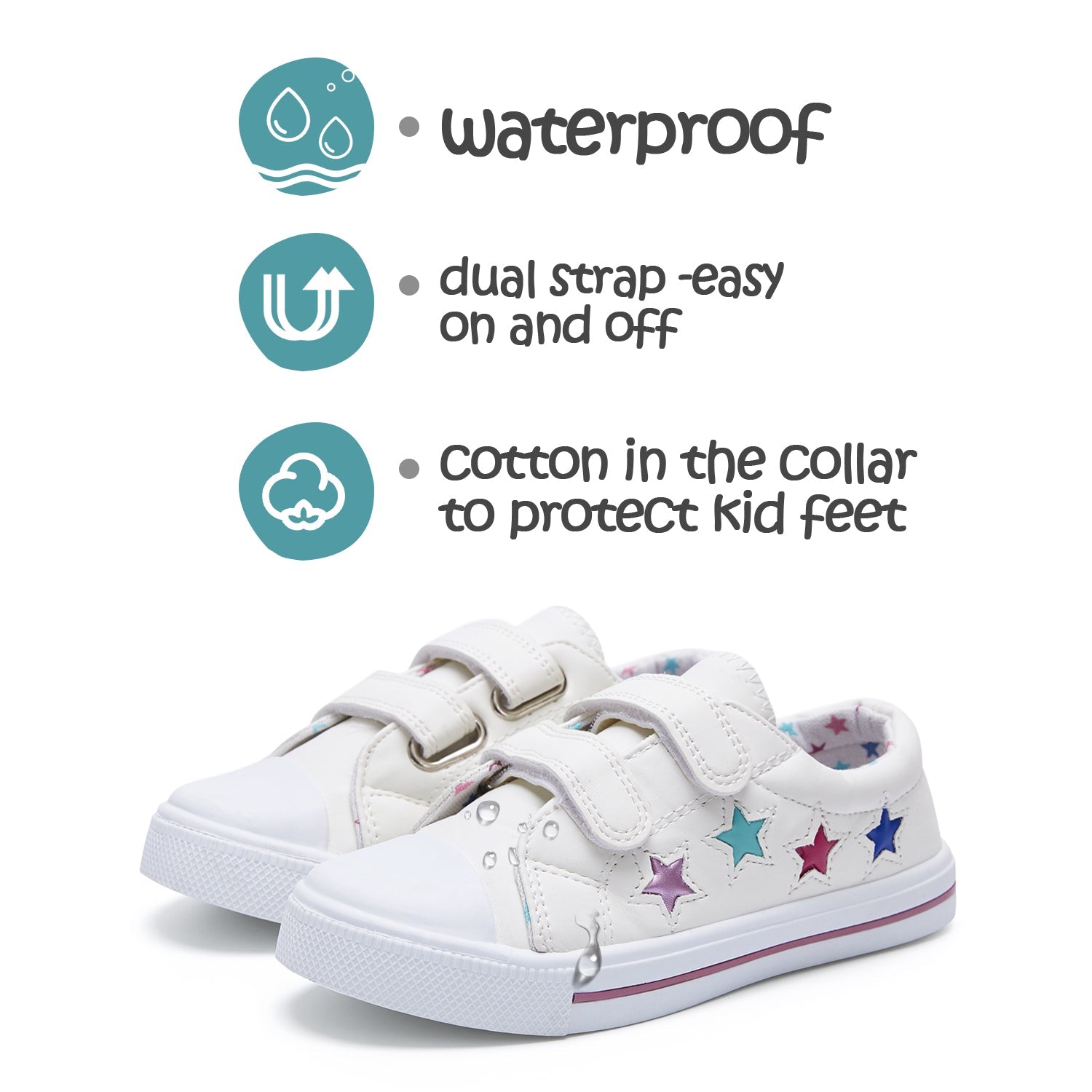 Colorful Stars Soft White Walking Shoes - MYSOFT