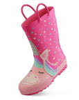 Unicorn Heart Pattern Waterproof Pink Rubber Rain Boots - MYSOFT