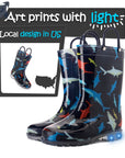 Multicolor Shark Waterproof Lighted Rain Boots - MYSOFT