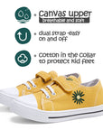 Yellow Daisy Single Hook and Loop Canvas Sneakers - MYSOFT