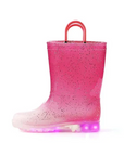 Kids Girls Light Rain Boots Light Up Red Glitter- KKOMFORME