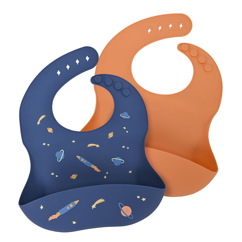 Labcosi Silicone Baby Bibs for Babies &amp; Toddlers Set of 2, Baby Feeding Bibs for Boys and Girls