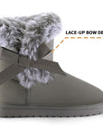 Black/Grey Bow Winter Warm Snow Boots - MYSOFT