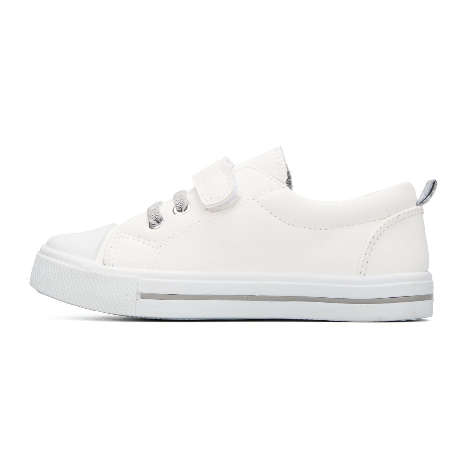 Single Hook and Loop Sneakers White/Black/Grey - MYSOFT