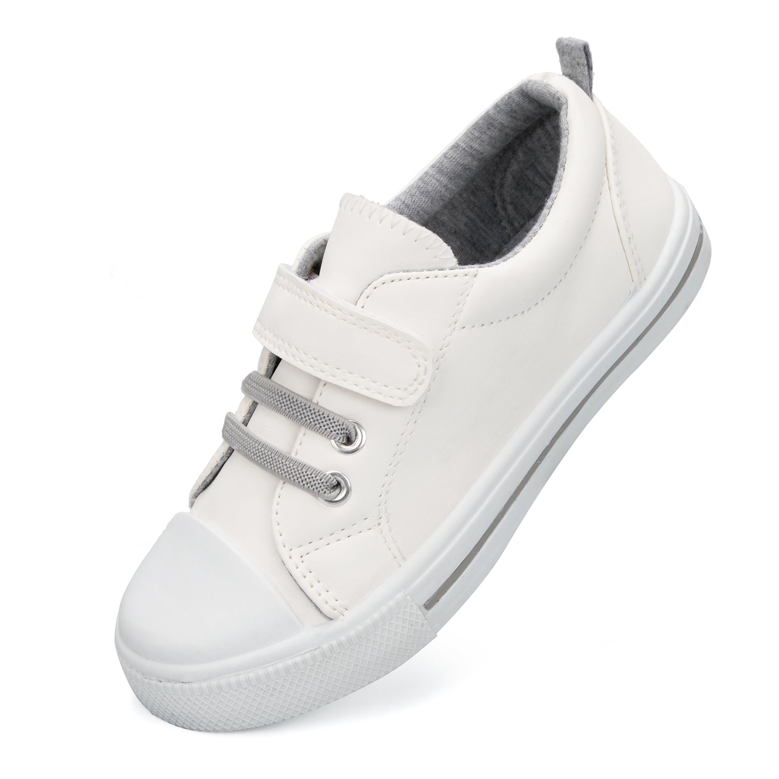 Single Hook and Loop Sneakers White/Black/Grey - MYSOFT