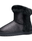 Black/Gold/Purple Glitter Thermal Snow Boots - MYSOFT