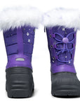 Purple Fur Collar Glitter Stars Waterproof Snow Boots - MYSOFT