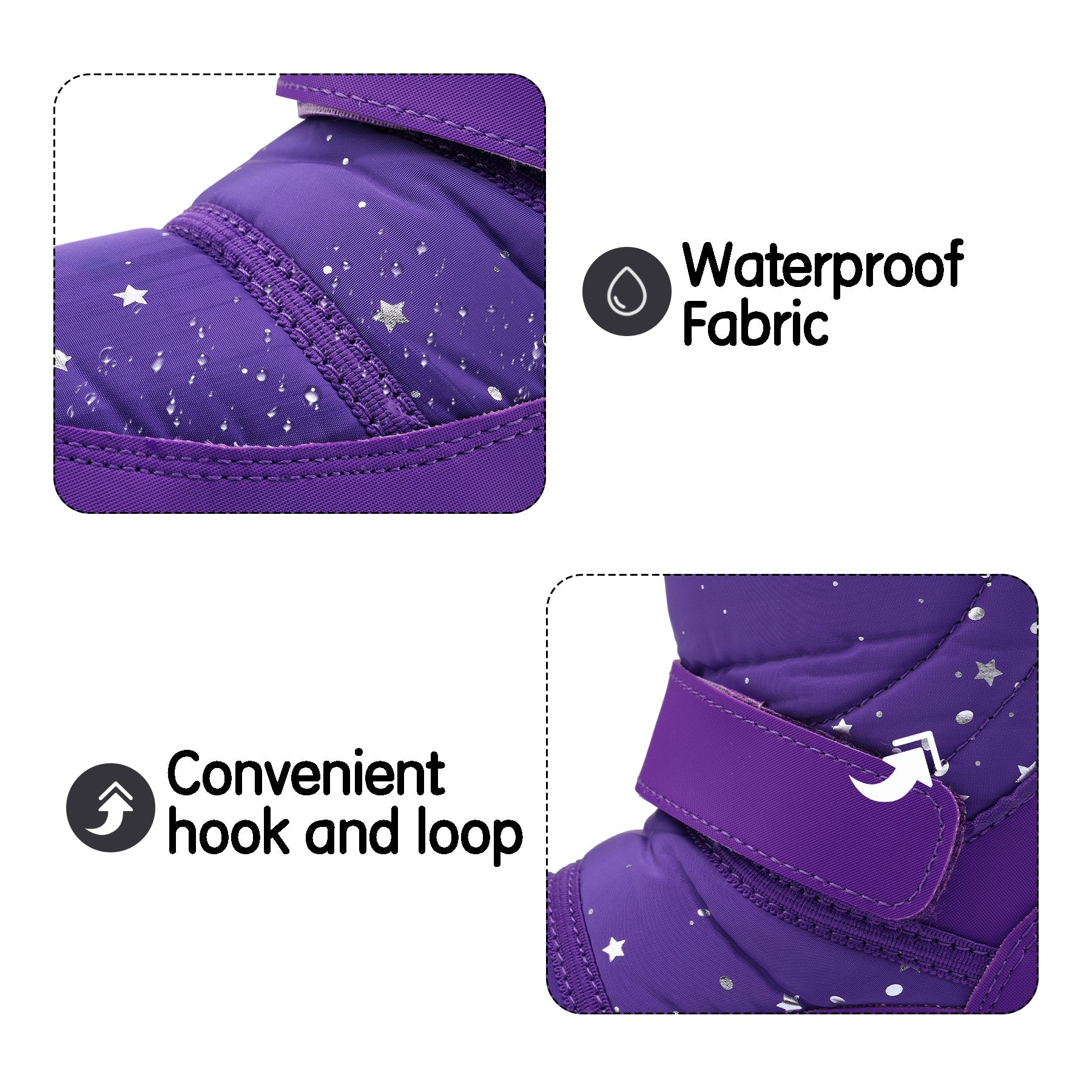 Purple Star Snowflake Warm Waterproof Snow Boots - MYSOFT