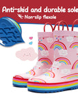 Rainbow Cloud Waterproof Pink Rubber Rain Boots - MYSOFT