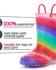 Rainbow Waterproof Lighted Rubber Rain Boots - MYSOFT