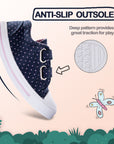 Dark Blue Sneakers with Purple Polka Dot Velcro - MYSOFT