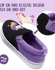 Black and Purple Colorblock Unicorn Slip-on Sneakers - MYSOFT