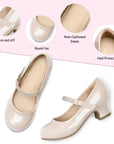 Kids Dress Shoes-Low Heel Rhinestone Strap Mary Jane Shoes