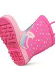 Unicorn Heart Pattern Waterproof Pink Rubber Rain Boots - MYSOFT