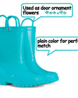 PVC Turquoise Waterproof Rubber Rain Boots - MYSOFT