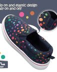 Black Dot Slip-ons With Colorful Laser Dots - MYSOFT