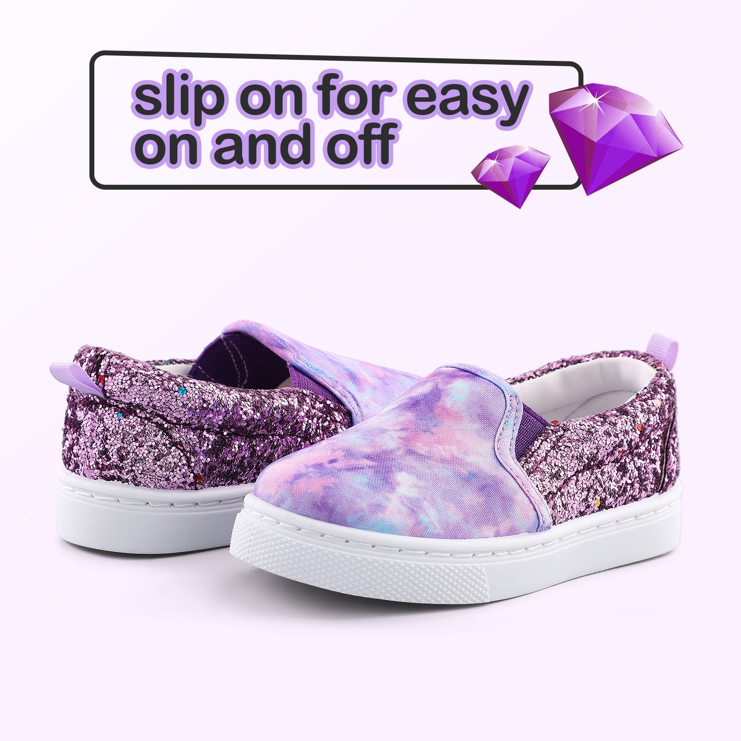 Purple Tie Dye Sequin Panel Slip-on Canvas Shoes - MYSOFT