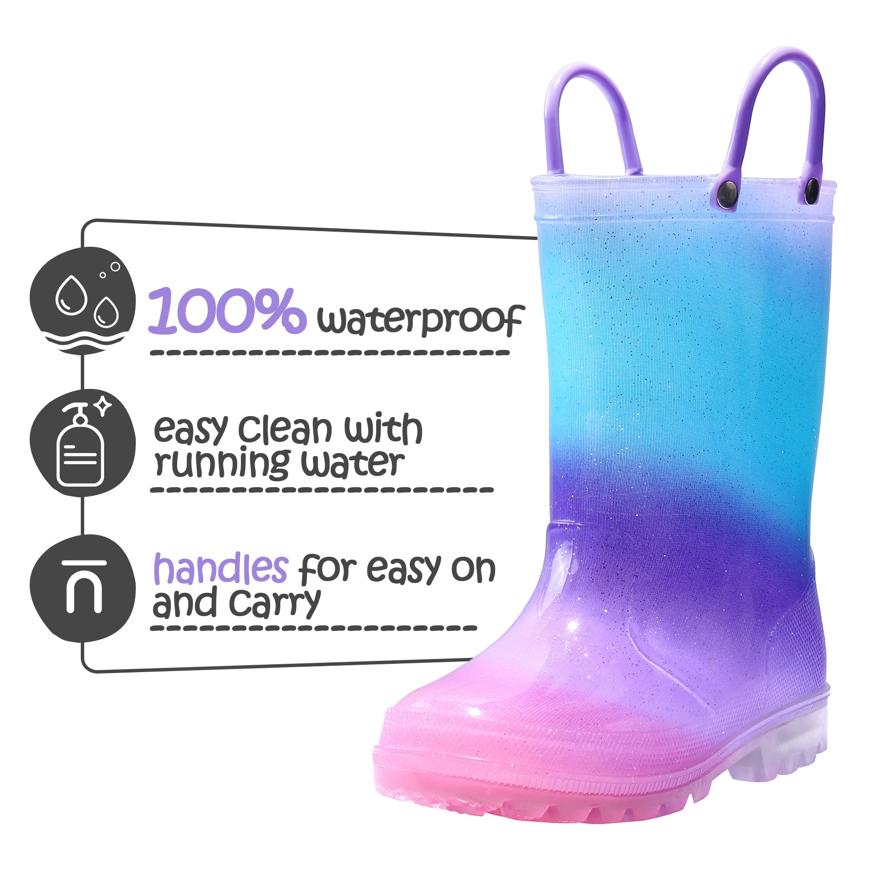 PVC Rainbow Gradient Waterproof Rubber Rain Boots - MYSOFT