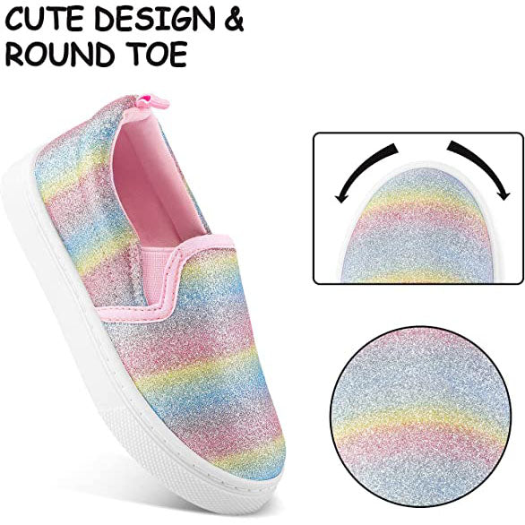 Rainbow Stripe Glitter Slip-On Espadrilles - MYSOFT