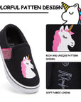 White Unicorn Pink Glitter Stripe Slip-On Black Espadrilles - MYSOFT