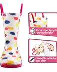 Colorful Round Print White Rubber Rain Boots - MYSOFT