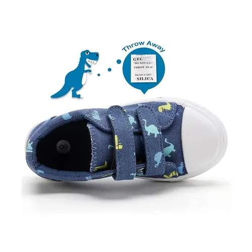 Kids Sneakers Boy and Girl Canvas Shoes Blue Dinosaurs - KKOMFORME