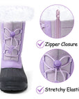 Purple/Pink Fur Lined Non-Slip Waterproof Snow Boots - MYSOFT