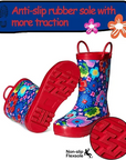 Kids Girl Boy Rain Boots Colorful Flowers- KKOMFORME