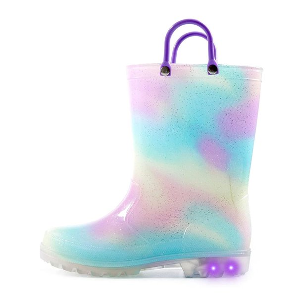 K KomForme Kids Glitter Light up Rain Boot Size 5-3 (Toddler Girl &amp; Little Girl)