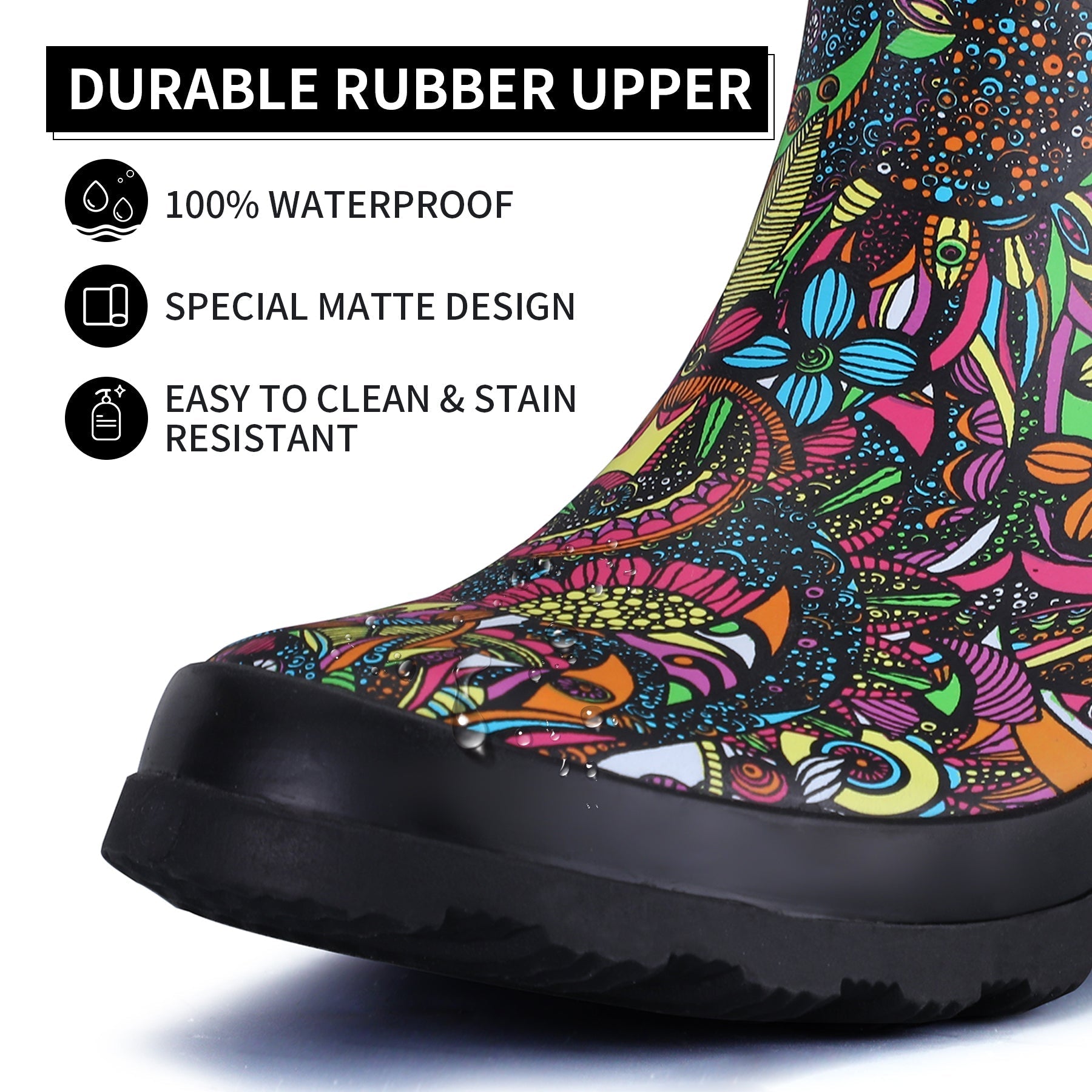 Multicolored Matte Chelsea Rain Boots - MYSOFT