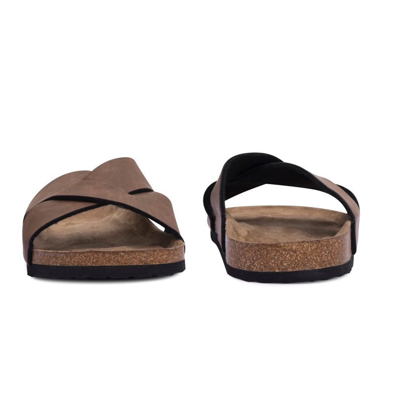 Criss-cross Leather Slippers Mysoft